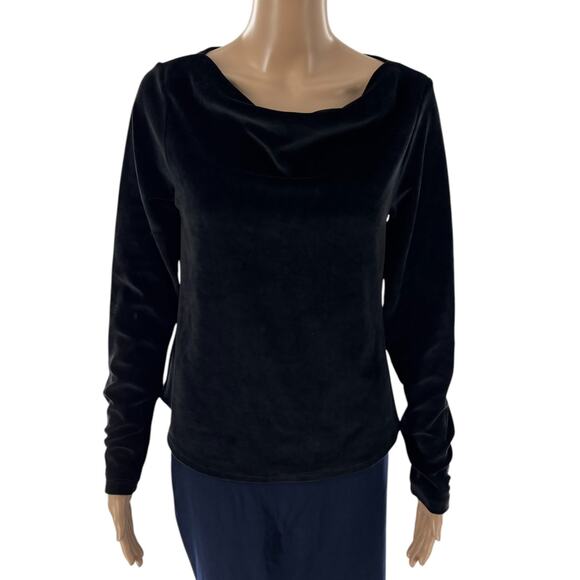 Peruvian Connection Black Victoria Velour Drape Neck Top - Picture 4 of 11